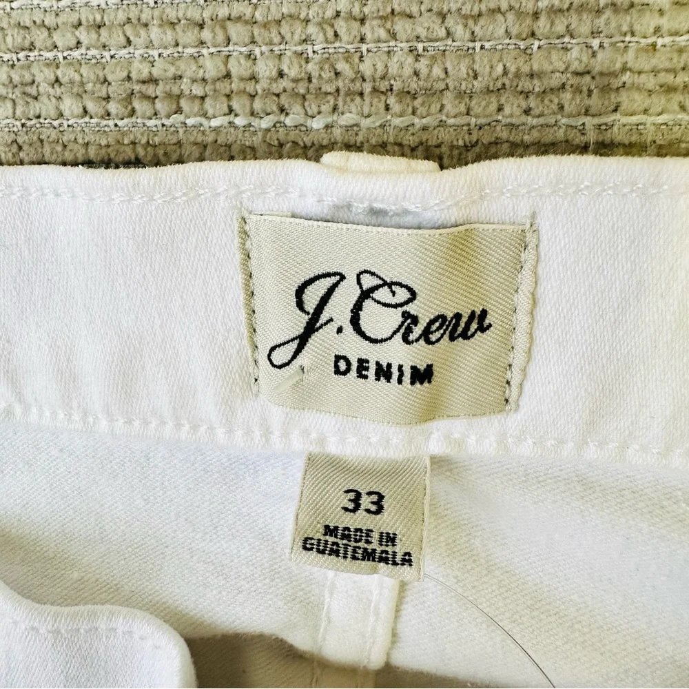 J Crew Jeans Womens 33 Skinny Leg‎ White Denim Raw Cuff High Rise 33x26” NWT